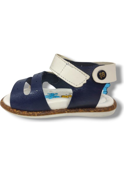 Şirinbebe 1588-20 Anatomik Dikiş Cirtlı Erkek Çocuk Sandalet Lacivert Beyaz 18-20