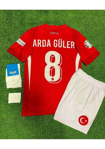 Türkiye Euro 2024 A.r.d.a-G.ü.l.e.r 8 Numara Çocuk Forması 4'lü Set (Kırmızı)