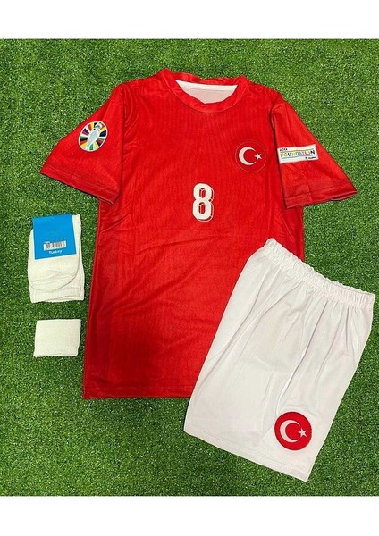 Türkiye Euro 2024 A.r.d.a-G.ü.l.e.r 8 Numara Çocuk Forması 4'lü Set (Kırmızı)
