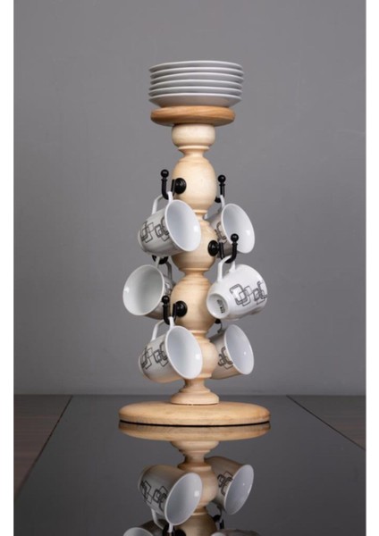 Gri 6'lı Fincan Askılığı, Şık ve Pratik Masa ve Tezgah Üstü Düzeni