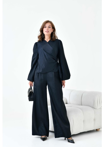 Kadın Pantolonlu Simli Takım Siyah indirimleri