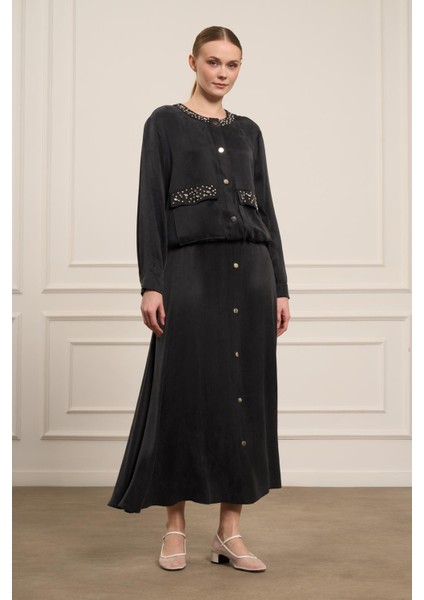 Kadın Cupra Etekli Takım Siyah fırsatları