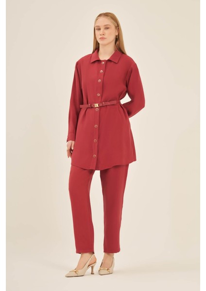 Kadın Pantolonlu Takım Bordo