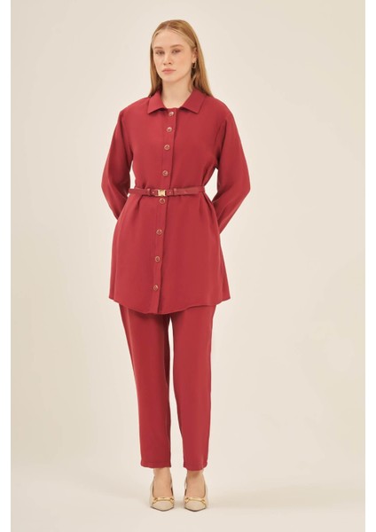 Kadın Pantolonlu Takım Bordo modelleri