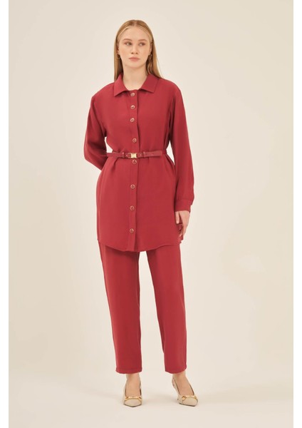 Kadın Pantolonlu Takım Bordo indirimleri
