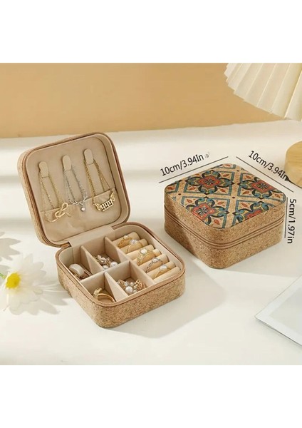 Kahverengi 4 Yapraklı Yonca Desenli Takı Saklama Kutusu, Şık ve Kullanışlı Tasarım