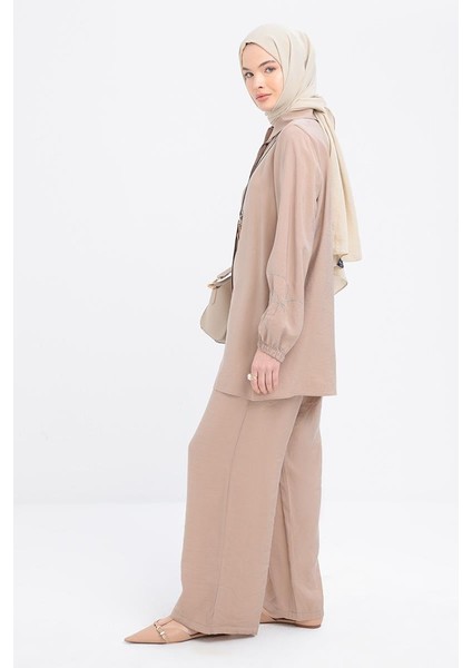 Vizon-Zincir Nakışlı Kolu Lastikli Gömlek fiyatları