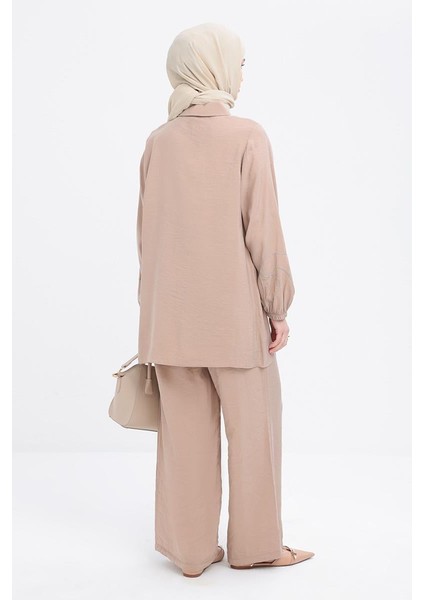 Vizon-Zincir Nakışlı Kolu Lastikli Gömlek modelleri