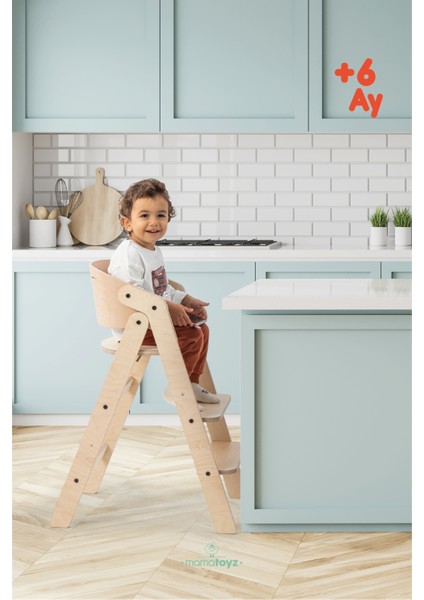 Mama Sandalyesi Ahşap - Sadece Sandalye Mychair Doğal Ahşap Renk - Aksesuarsız Only Chair - EN 14988 Mama Sandalyesi Testinine Sahiptir