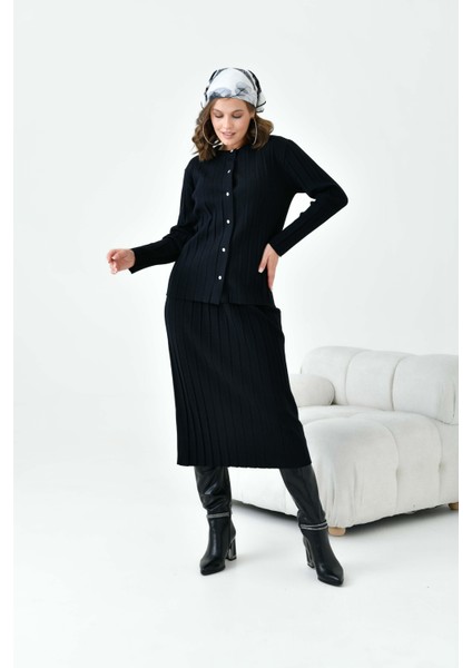 Kadın Pileli Ikili Takım Siyah fırsatları