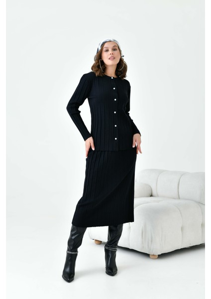 Kadın Pileli Ikili Takım Siyah indirimleri