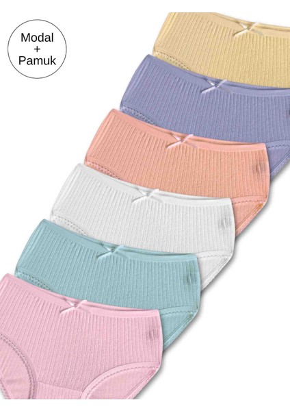 Modal - Pamuk Karışımı Kız Çocuk Slip Külot Iç Çamaşır 6lı Set