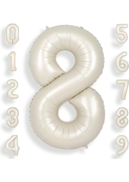 8 Rakam Krem Renk Folyo Balon 34 Inç (80 Cm) Büyük Boy Pastel 8 Rakam Balon Parti Süsü fiyatları