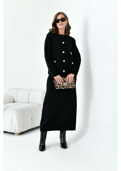 Kadın Cep Detaylı Ikili Takım Siyah modelleri