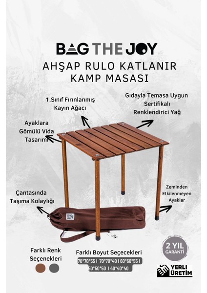 Ahşap Katlanır Masa ve Sandalye Seti, Haki Kılıf, 50X50X50 cm fırsatları