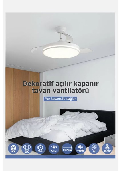 Espero 25W Bakır Motor LED Beyaz Tavan Vantilatörü 106CM