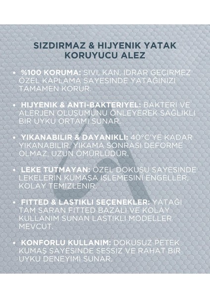 Sızdırmaz & Hijyenik Lüks Fıtted Bazalı Yatak Koruyucu Alez ( Tek Çift Kişilik ) modelleri