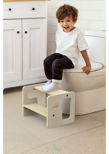 Mini Basamak Öğrenme Kulesi StepIn BOX - Natural - Banyo Yükseltme Basamağı ve Tuvalet WC Eğitimi Basamağı