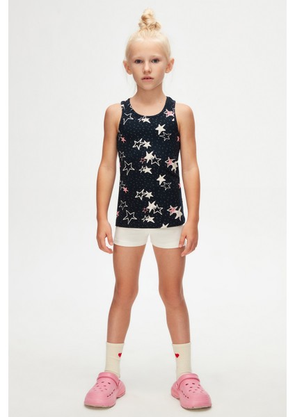 Crayon Stars Kız Çocuk Desenli Kolsuz Tişört