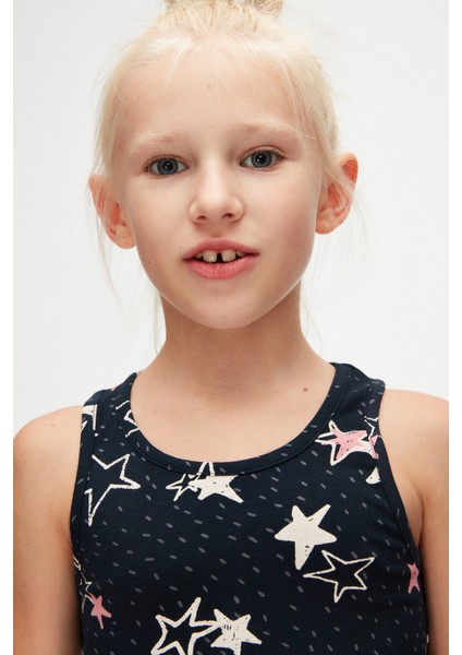 Crayon Stars Kız Çocuk Desenli Kolsuz Tişört modelleri