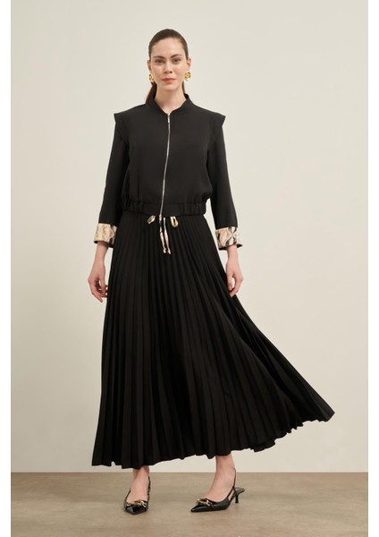 Kadın Plise Etekli Takım Siyah modelleri