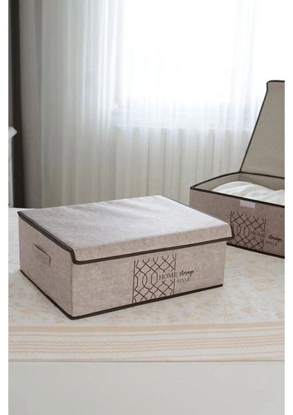 2 Adet Bej Keçe Kapaklı Çok Amaçlı Saklama Kutusu 50X40X19 fiyatları