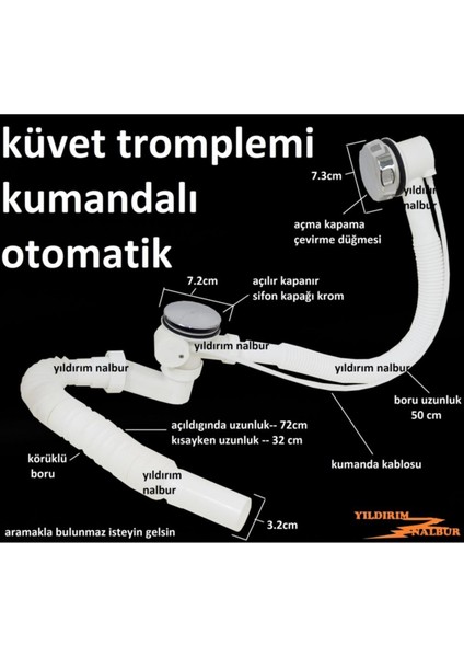 Beyaz Kumandalı Küvet Tromplemi, Şık ve Kullanışlı Tasarım fiyatları