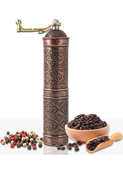 Glıos Bakır Zamak Karabiber, Kahve, Çörek Otu Ve Haşhaş El Değirmeni Öğütücü Grinder 22 Cm