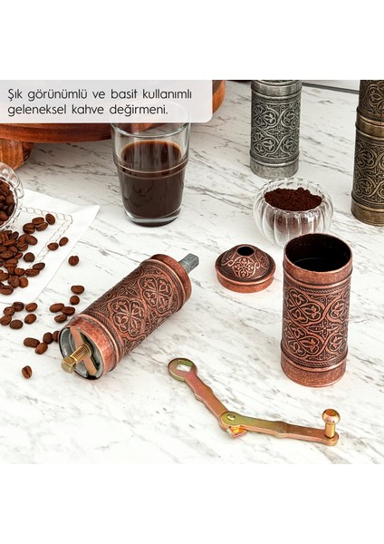 Glıos Bakır Zamak Karabiber, Kahve, Çörek Otu Ve Haşhaş El Değirmeni Öğütücü Grinder 22 Cm