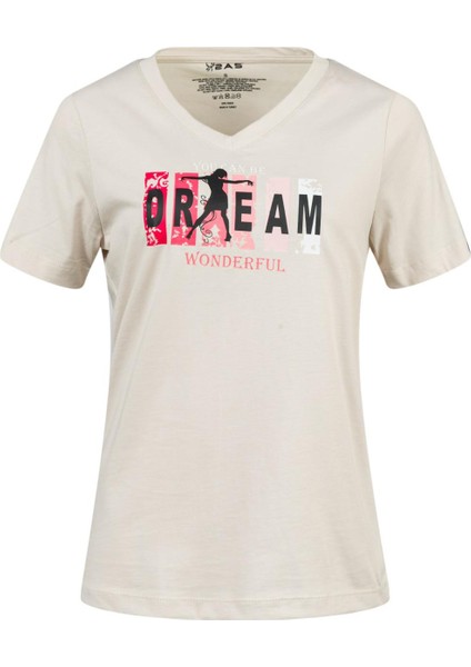 Alone Baskılı V Yaka Kadın T-Shirt 404