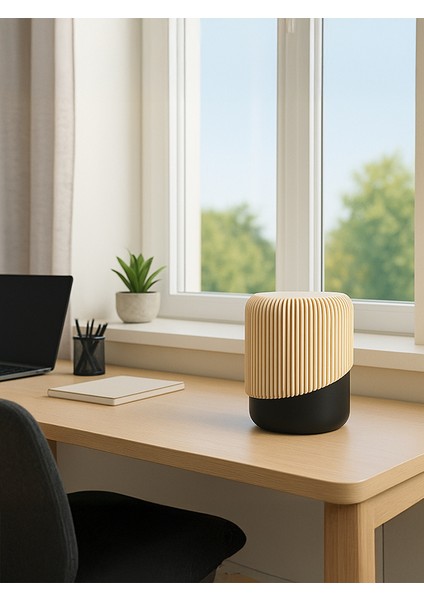 Lunya Bohem Masa Lambası Eğik Modern Form E27 Duy Uyumlu Bej - Siyah Renkli LED Ampul ile Kullanılır