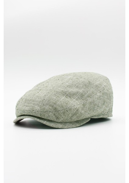 Erkek Keten Premium Açık Yeşil Şapka Yazlık Flat Cap Kasket