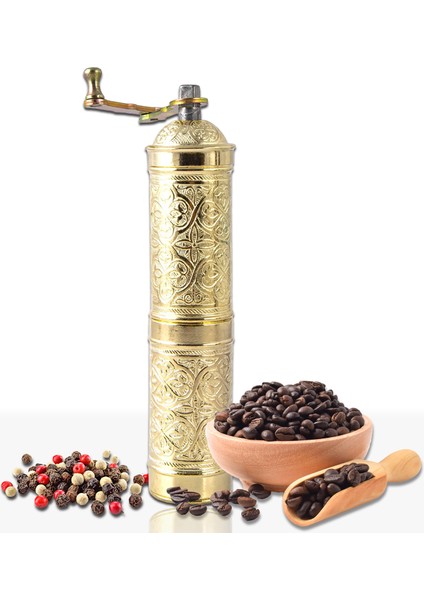 Glıos Sarı Zamak Karabiber, Kahve, Çörek Otu Ve Haşhaş El Değirmeni Öğütücü Grinder 22 Cm