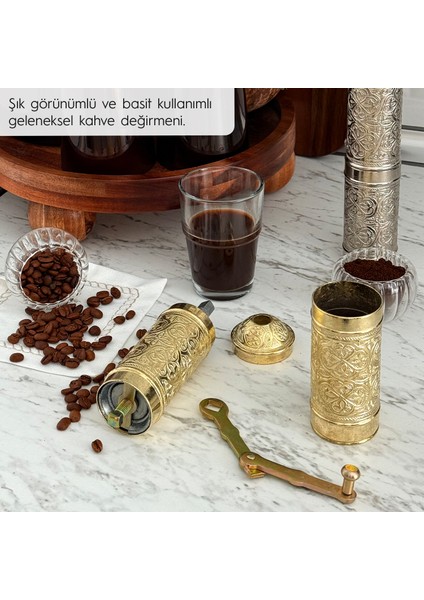 Glıos Sarı Zamak Karabiber, Kahve, Çörek Otu Ve Haşhaş El Değirmeni Öğütücü Grinder 22 Cm