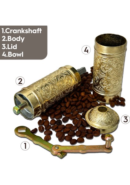 Glıos Sarı Zamak Karabiber, Kahve, Çörek Otu Ve Haşhaş El Değirmeni Öğütücü Grinder 22 Cm