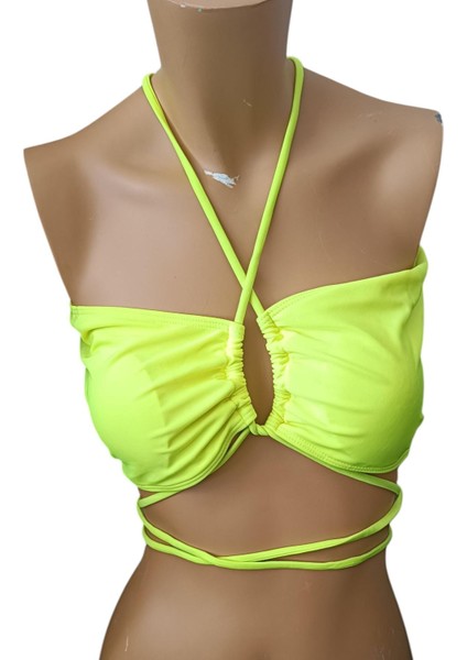 Bikini, Plaj Giyim, Bağlama Detaylı Bikini, Fosforlu Yeşil Bikini, Brezilyan Kesim Bikini fırsatları