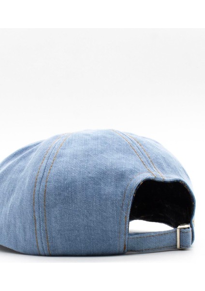 Erkek Ayarlanabilir Tokalı %100 Pamuk Kot Kasket Şapka -Açık Mavi fırsatları