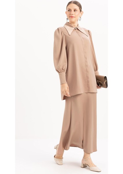 Vizon-Kol Büzgülü Şık Düğmeli Gömlek