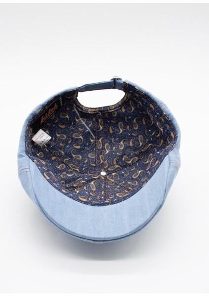 Erkek Ayarlanabilir Tokalı %100 Pamuk Kot Kasket Şapka -Açık Mavi indirimleri