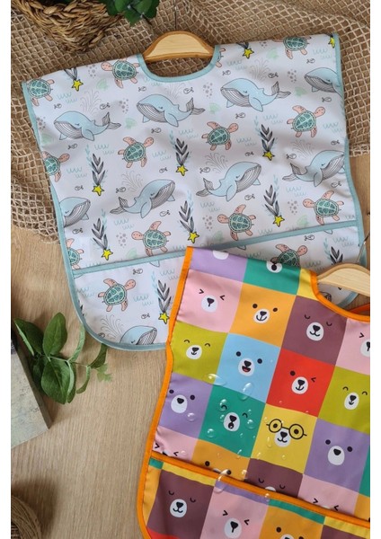 Sıvı Geçirmez Kolsuz 6- 24 Ay 2'li Aktivite ve Mama Önlüğü ( Dolphin- Colour) modelleri