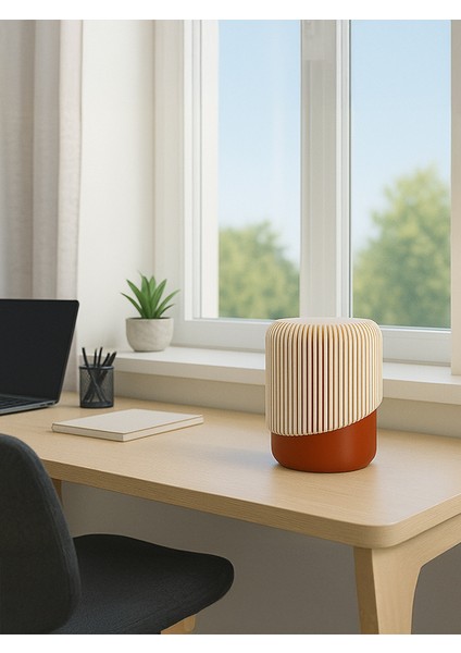 Lunya Bohem Masa Lambası Eğik Modern Form E27 Duy Uyumlu Bej - Kiremit Renkli LED Ampul ile Kullanılır
