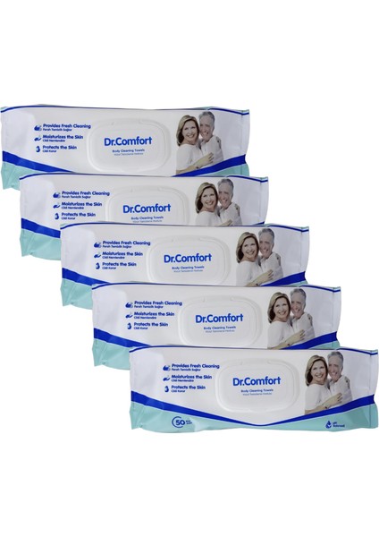 Dr. Comfort Dr. Comfort - Vücut Temizleme Havlusu 50 Adet 1 Paket - 5 Paket