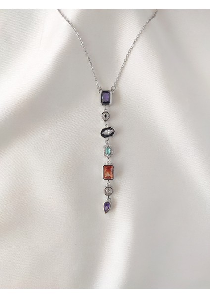 Kadın Paslanmaz Çelik 7 Element Dekolte Y Kolye