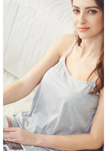 Kadın Gri Şortlu Penye Gecelik Takımı indirimleri