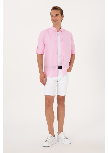 Erkek Açık Pembe Gömlek Desenli 50299597-VR078 fırsatları