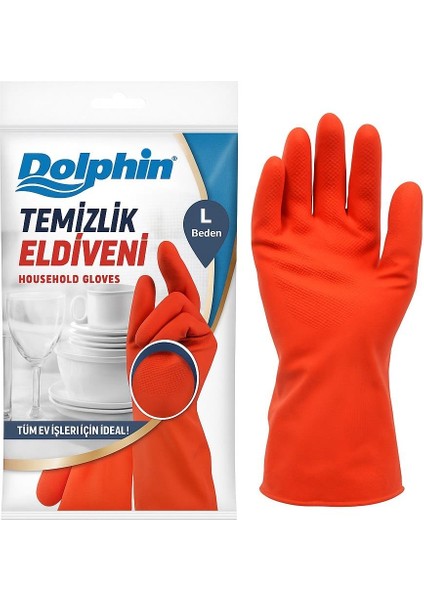 Dolphin Temizlik Eldiveni Kırmızı L 1 Çift