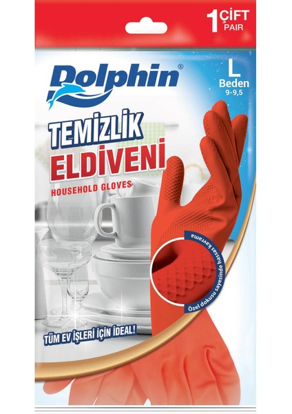Dolphin Temizlik Eldiveni Kırmızı L 1 Çift fırsatları