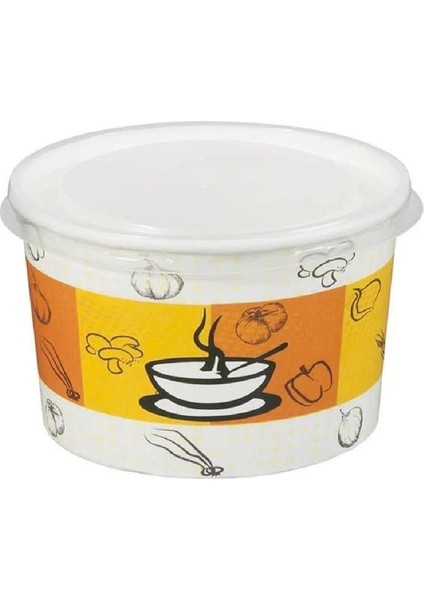 Şeffaf Kapaklı Karton Çorba Kasesi 16OZ 11X6CM 25LI