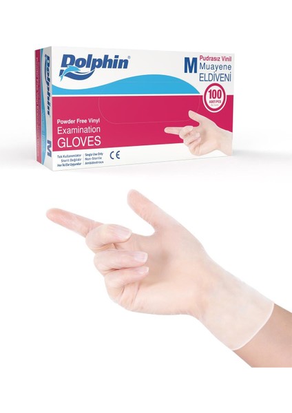 Dolphin Beyaz Vinil Eldiveni Pudrasız M 100 Adet