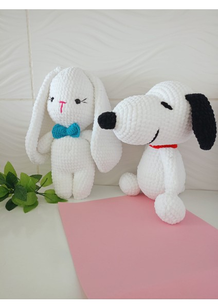 Örgü Kadife Oyun Arkadaşı Oyuncaklar Snoopy ve Tavşan